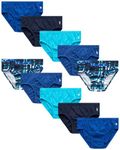 U.S. Polo Assn. Men’s Underwear – Low Rise Briefs with Contour Pouch (10 Pack), Blue/Blue Print, Medium