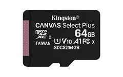 Kingston Canvas Select Plus microSD Card SDCS2/64 GB Class 10 (SD Adapter Included)