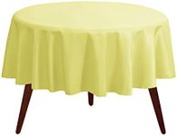 Gee Di Moda Round Tablecloth - 132 Inch Yellow Round Table Cloth for 72 to 96 Inch Round Tables - Heavy Duty Washable Fabric - for Buffet Table, Holiday Party, Dinner, Wedding & Baby Shower