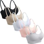 GXXGE 5Pack Womens Seamless Clip Down Maternity and Nursing Bra Push Up Sleeping Bralette for Breastfeeding Underwear Black Beige White Grey Pink Small