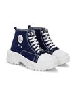 CLOG LONDON Women's High-Top Casual Ankle Boots | Durable Lace-Up Sneakers with Rugged Sole | Lightweight and Comfortable Canvas Shoes BLUE-39