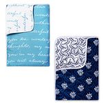 Divine Casa 120 GSM Polyester Blanket Single Bed Reversible Lightweight Sofa Throw Blanket for Winter Set of 2 Dohar - (Blue and White)