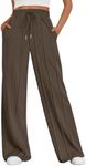 Trendy Queen Womens Wide Leg Sweatpants Baggy Flared Drawstring Lounge Pants Fall Winter Clothes with Pockets, Brown, XL