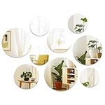 9 Pieces Self Adhesive Mirror Mirror Tiles Mirror Wall Stickers 2MM Thick Acrylic Mirror Stickers for Wall Removable Art Circle Craft Mirror for Home Decoration, 6 10 15 20 CM