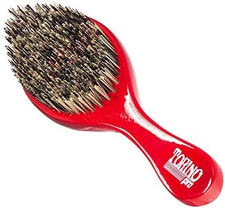 Torino Pro Wave Brush #470 by Brush King - Extra Hard Curve Wave Brush with Reinforced Boar & Nylon Bristles - Great for Wolfing - Curved 360 Waves Brush