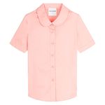 Mud Kingdom Dress Shirts for Little Girls School Uniform Cotton Summer Blouse Poplin Button Down Pink 10 Years