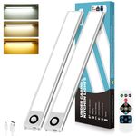 Under Cabinet Kitchen Lights,2Pack 72LEDs Magnetic Wardrobe Lights Motion Sensor,3 Color Temps Dimming,3000mAh Type-C Rechargeable,Cupboard Night Lights with Remote for Kitchen,Bedroom,Hallway