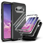 YmhxcY for Galaxy S10 Case Samsung S10 Cases with Self Healing Flexible TPU Film[2 Pack] and Camera Lens Screen Protective Film[2 Pack],Heavy Protection Cover For Samsung Galaxy S10-Black/Grey