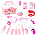 deAO 2-in-1 Doctor and Dentist Carrycase Play Set with Lights, Sounds and Over 10 Accessories Included