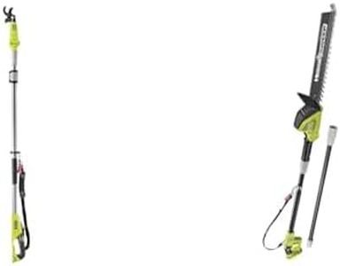 Ryobi RY18PLA-0 18V ONE+ Cordless 32mm Bypass Pole Lopper (Bare Tool) & ONE+ 18V OPT1845 Cordless Pole Hedge Trimmer, 45cm Blade (Body Only), Green, Black