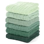 Unnivoll Muslin Cloths for Baby 100% Cotton Muslin Squares Baby Wash Cloth Baby Essentials for Newborn Boys Girls Large 30x30CM Extra Soft and Absorbent 6 Pack - Gradient Green