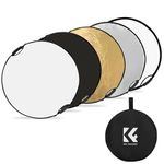 K&F Concept Light Reflector 43"(110cm) 5-in-1 Photography Diffuser Collapsible Portable with Grips for Studio and Outdoor Lighting Gold Silver White Black Translucent