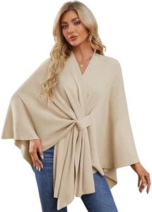 PULI Women's Elegant Shawl Wraps Soft Open Front Poncho Sweater for Spring Fall Winter Barley Twist
