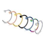 Mayhoop Nose Rings Hoop 7Pcs 18G 20G 22G Stainless Steel Nose Rings Piercing Ball Flat CZ Top