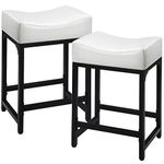 FLYZC White Counter Height Bar Stools Set of 2, 24" White Bar Stools for Kitchen Counter with Soft Cushion, Modern Counter Stools Island for Bar, Kitchen, Support 350 LBS(Off White)