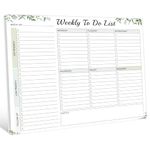 Weekly Planner Pad - Weekly Planner Undated 52 Page Task Planner Tear-Off, 8.5" x 11" To-Do List Pad, Desk Notepad for Work and Personal Organization - green leaves