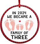 Baby First Christmas Ornament 2024, Newborn Baby Boy, Girl Christmas Ornament Gifts, First Time Mom, Dad Gift, Pregnancy Gifts, Newborn Gifts Christmas Decorations, Family of Three Ceramic Ornament