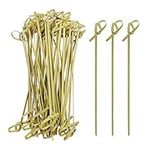 BLUE TOP Bamboo Cocktail Picks 200 PCS Bamboo Skewers 4 Inch with Looped Knot, Food Picks,Party Toothpicks for Appetizers,Cocktail Drinks,Barbecue Snacks,Club Sandwiches.