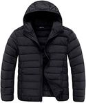 wantdo Men's Big and Tall Quilted Winter Jacket Windproof Hooded Puffy Jacket Puffer Coat Black 4X-Large Big