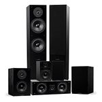 Fluance Elite High Definition Surround Sound Home Theater 7.0 Channel Speaker System Including 3-Way Floorstanding, Center Channel, Surround and Rear Surround Speakers - Black Ash (SX70BR)