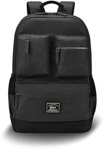 Gear Vintage Boxy 18"/26L Medium Faux Leather Water Resistant Laptop Backpack/Casual Bag/Daypack/Travel Backpack/College Backpack For Men/Women (Black - Black)