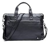 AOGATO Water Resistant Leather Briefcase Satchel 14" Laptop Messenger Shoulder Bag, Black, One Size