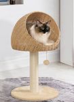 Miss Tiara Contemporary Elegance: Hand-Woven Oak Cat Tree Tower - Stylish Scratching Tree for Multiple Large Cats (Beige)