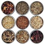 Heavenly Tea Leaves Loose Leaf Herbal Tea Sampler, 9 Naturally Caffeine-Free Tisanes (Approx. 90 Cups) - Great for Hot & Iced Tea, Wellness, Kosher