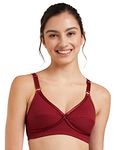 Amazon Brand - Symbol Women's Cotton Wire Free Casual Full-Coverage Cross Over Bra (SYMBRA05-PO1_Red_38 B)