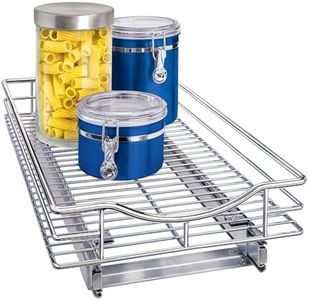 LYNK PROFESSIONAL® Pull Out Cabinet Organizer - Slide Out Pantry Shelves - Sliding Storage for Inside Kitchen Cabinet or Under Sink - Roll Out Drawer for Pots, Pans - 11" Wide x 21" Deep - Chrome