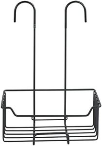 WENKO Etagère de douche Milo, Panier Douche à Suspendre, suspension sans perçage, Acier Inoxydable, P14xL25xH36, Noir