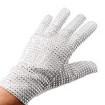 ZUROLEE MJ Sequin Gloves Rhinestone Gloves for Adult Sparkling Costume Gloves for Party Show Halloween Christmas (Right hand)