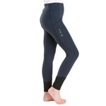 Harry Hall Junior Winter Riding Tights with Full Silicone Seat - Brushed Fleece Lining - Phone Pocket - Supportive Waistband - Machine Washable - Navy Blue - 13-14yr