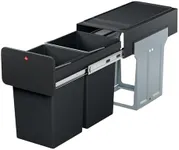 Hailo Ecoline Design L | Built-in Pull-Out Waste Separation System | 2 x 14 L / 2 x 3.08 gal Recycling Trash can (Black) | Removable Bins Made from 100% Recycled Plastic