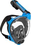 Cressi Duke Action Full Face Snorkel Mask - CO2 Safe Dry Snorkel System - Wide View Anti Fog Mask - Action Cam Mount for Snorkelling - Black/Blue - M/L