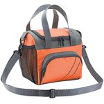 FATMUG Insulated Stylish Lunch Bags with Zip for Office Women and Men - Tiffin Bag - Orange Grey