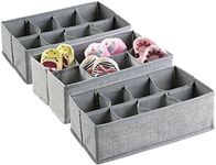 mDesign Fabric 8-Section Divider Drawer Organizer Bin for Baby Nursery Dresser, Closet, Changing Table Organization, Hold Clothes, Toys, Diapers, Bib, Blanket, Lido Collection, 3 Pack, Gray/White