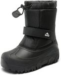 NORTIV 8 Kids Snow Boots Boy's Girl's Classic Waterpproof Cold Weather Booties Hiking Outdoor Shoes SNSB221K Black 5 Big Kid