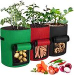 GREENSHEEP Non Woven Fabric Potato Grow Bags - Ideal for Gardening - Suitable for Plants, Vegetables, Fruits and Flowers - Pack of 3 pcs (Multi) (12 * 13.8)