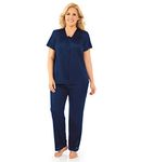 Exquisite Form Women's Coloratura Plus Size Short Sleeve Pajama Set 90807, Navy, 2X