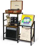 ikkle Record Player Stand with Vinyl Storage Holds Up to 200 Albums, Record Player Stand and Vinyl Storage,Large Vinyl Record Player Stand Table for Living Room Bedroom, Living Room(Patent)