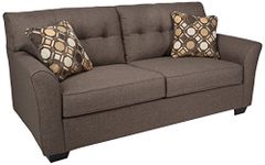 Signature Design by Ashley Tibbee Tufted Modern Sofa with 2 Accent Pillows, Dark Taupe