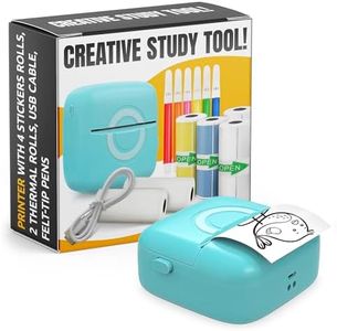 Mini Sticker Printer – Portable Wireless Ink-Free Thermal Printer for Photos, Stickers & Labels, Includes 4 Sticker Rolls, 2 Thermal Rolls & Markers, Rechargeable, Compact for Journaling, DIY & Office
