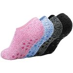 FANTESI 4 Pairs Slipper Fluffy Socks for Women Men Winter Non Slip Soft Thermal Fuzzy Bed Slippers Socks with Anti-slip Grain for House Floor Bed (UK 4-7)