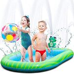 Splashin'kids 2 in 1 Combination Inflatable Sprinkler and Pool Water Park For Children Toddlers Kids Dogs Kiddie Wading Swimming Outdoor Play Mat 1,2,3,4,5,6 Year old Boys Girls (SMALL and LARGE SIZE)