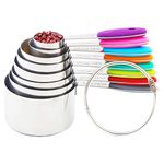 VOJACO Stainless Steel Measuring Cups, Measuring Cup Set, Metal Measuring Cups Cute Measure Cups for Cooking and Baking, 8 Piece Stackable Measuring Tools for Dry Liquid, Dishwasher Safe