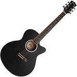 TIGER ACG1-BK-SM Acoustic Steel String Guitar - Matte Charcoal Black - Full Size Small Body Parlour Guitar for Ages 12+