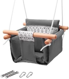 VIsuIvit Baby Swing Seat, Canvas Baby Hammock Infants, Toddler Swing Indoor & Outdoor Infant Hanging Swing Chair with Canvas Cushion, Swings Sets for Baby Hammock Toy Backyard (Grey-Lace)