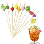 EMPCYDIA Cocktail Picks for Appetizers, 100 Pcs Fun Decorative Bamboo Toothpicks for Food Drinks Sandwich Dessert Cake, Cute Colorful Heart Shape Fruit Forks Cocktail Skewers for Party Supply