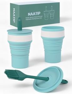 NAATIP Adjustable Silicone Basting Brush, Foldable Sauce Cup, 2 Pack, 446°F